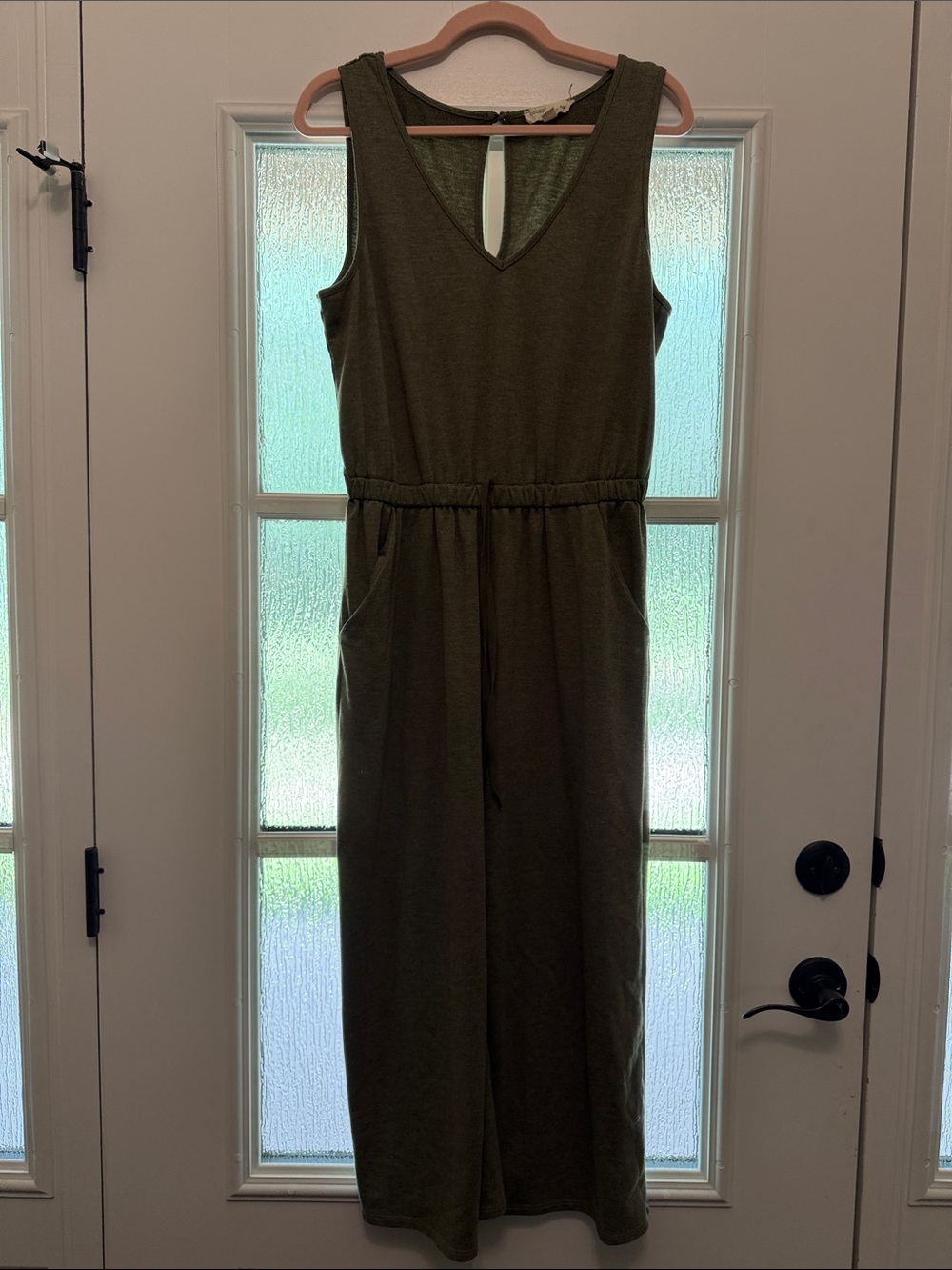 BeBop Olive Green Sleeveless Wide-Leg Jumpsuit